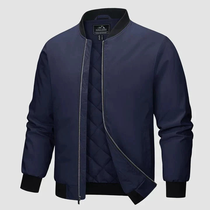 Bomber jacket homem acolchoada de inverno com fecho de zipper e forro estofado