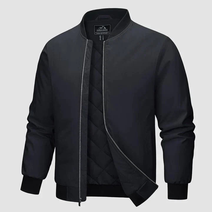 Bomber jacket homem acolchoada de inverno com fecho de zipper e forro estofado