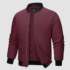 Bomber jacket homem acolchoada de inverno com fecho de zipper e forro estofado