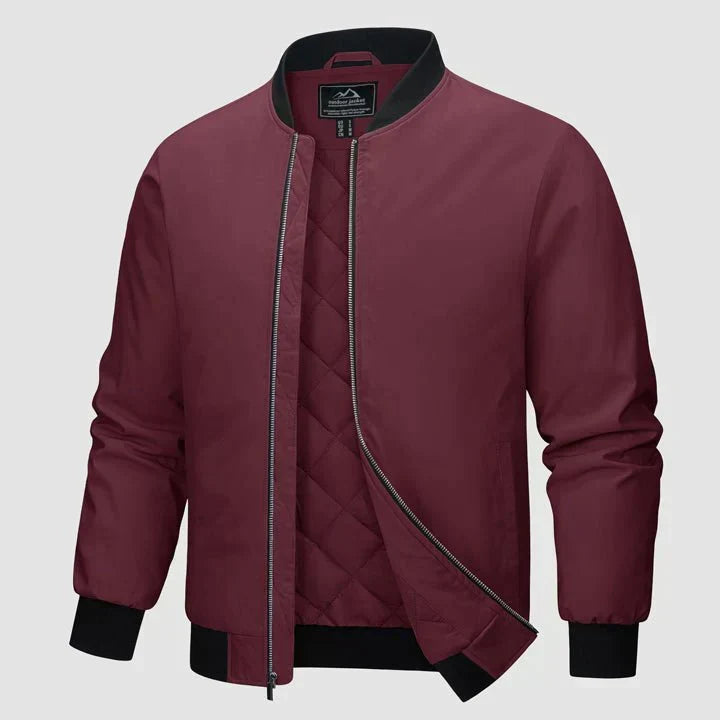 Bomber jacket homem acolchoada de inverno com fecho de zipper e forro estofado