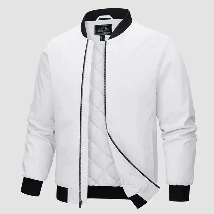 Bomber jacket homem acolchoada de inverno com fecho de zipper e forro estofado