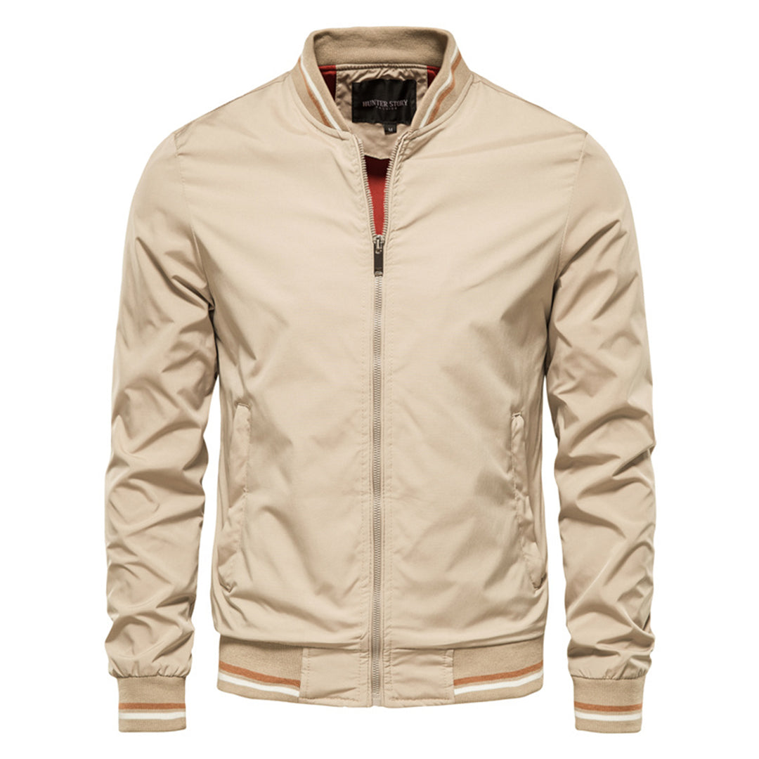 Bomber jacket homem resistente ao vento com fecho zip corte slim