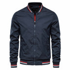 Bomber jacket homem resistente ao vento com fecho zip corte slim