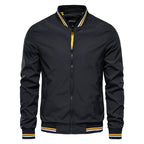 Bomber jacket homem resistente ao vento com fecho zip corte slim