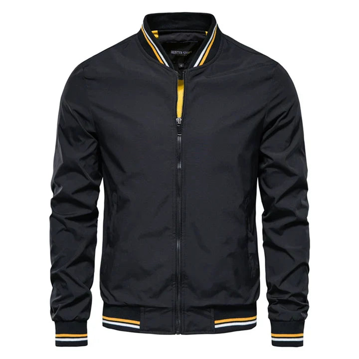 Bomber jacket homem resistente ao vento com fecho zip corte slim