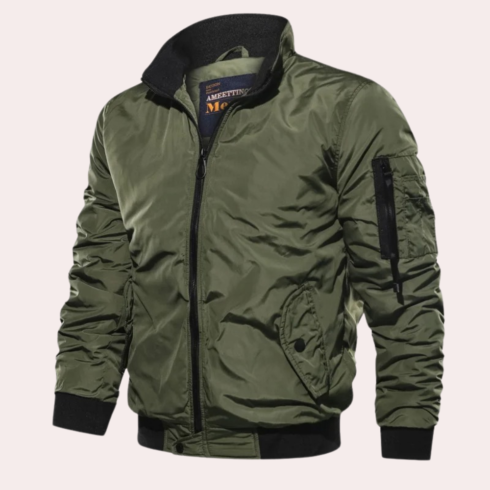 Bomber jacket homem corta-vento com fecho de correr estilo urbano casual