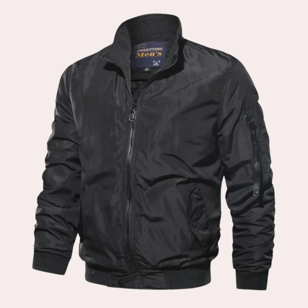 Bomber jacket homem corta-vento com fecho de correr estilo urbano casual