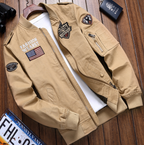 Bomber jacket homem com fecho de correr e bolsos laterais