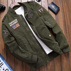 Bomber jacket homem com fecho de correr e bolsos laterais