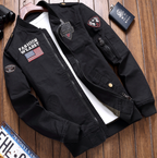 Bomber jacket homem com fecho de correr e bolsos laterais
