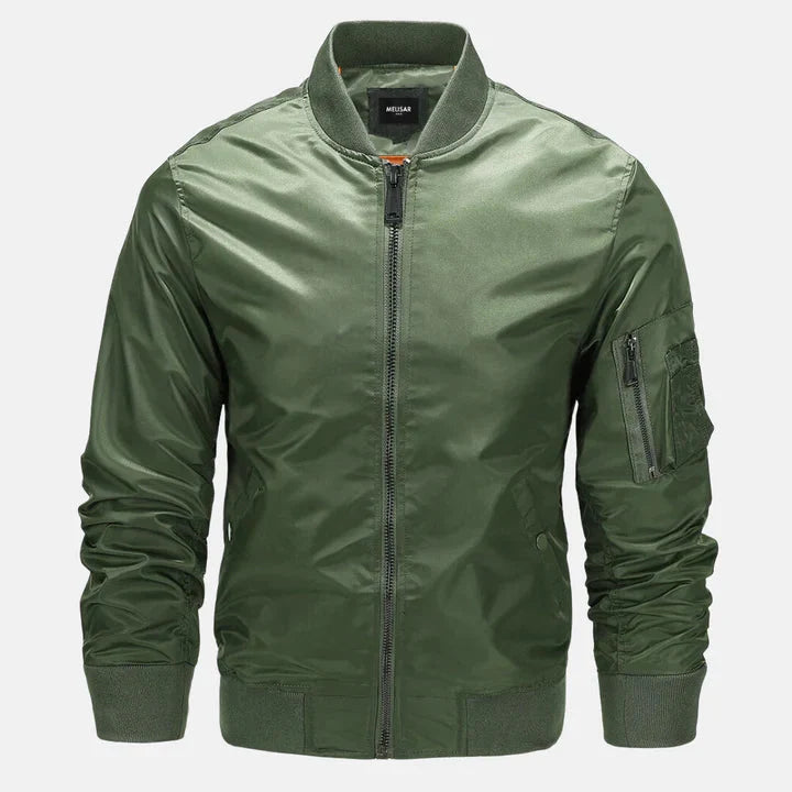 Bomber jacket homem impermeável corta-vento com fecho zip estilo militar