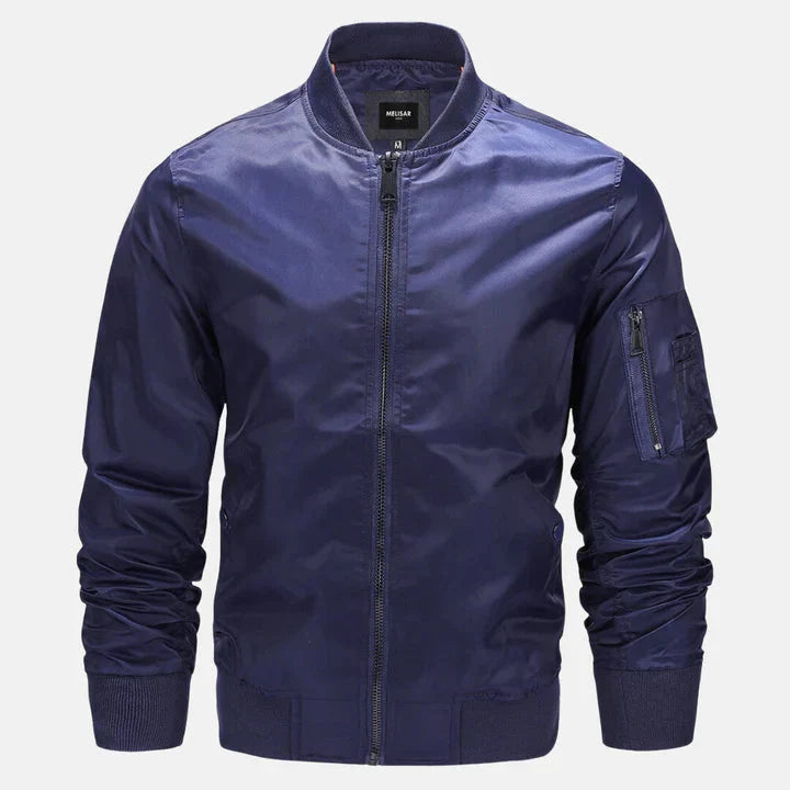 Bomber jacket homem impermeável corta-vento com fecho zip estilo militar