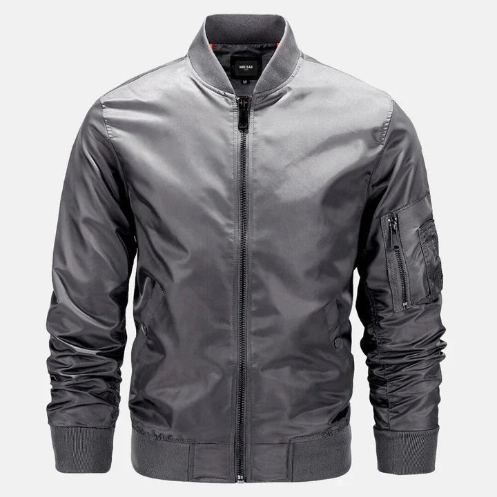 Bomber jacket homem impermeável corta-vento com fecho zip estilo militar