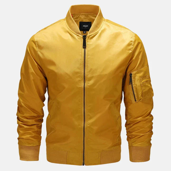Bomber jacket homem impermeável corta-vento com fecho zip estilo militar
