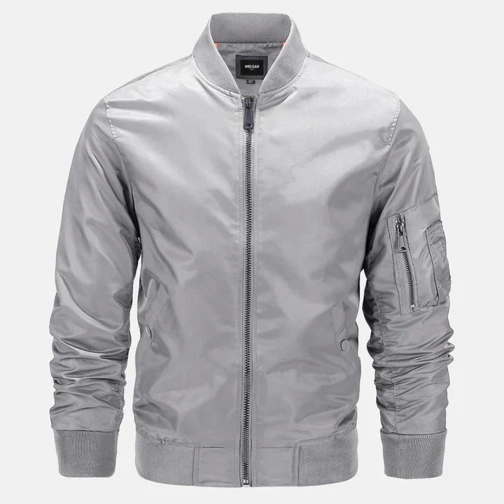 Bomber jacket homem impermeável corta-vento com fecho zip estilo militar