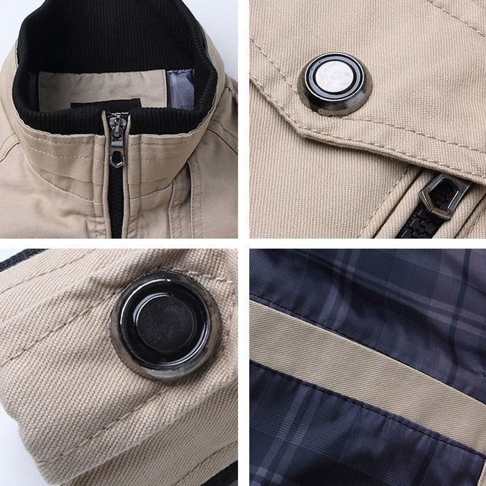 Bomber jacket homem com fecho de correr estilo casual para outono