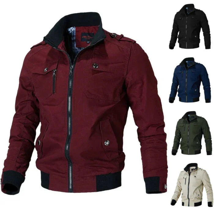 Bomber jacket homem com fecho de correr estilo casual para outono
