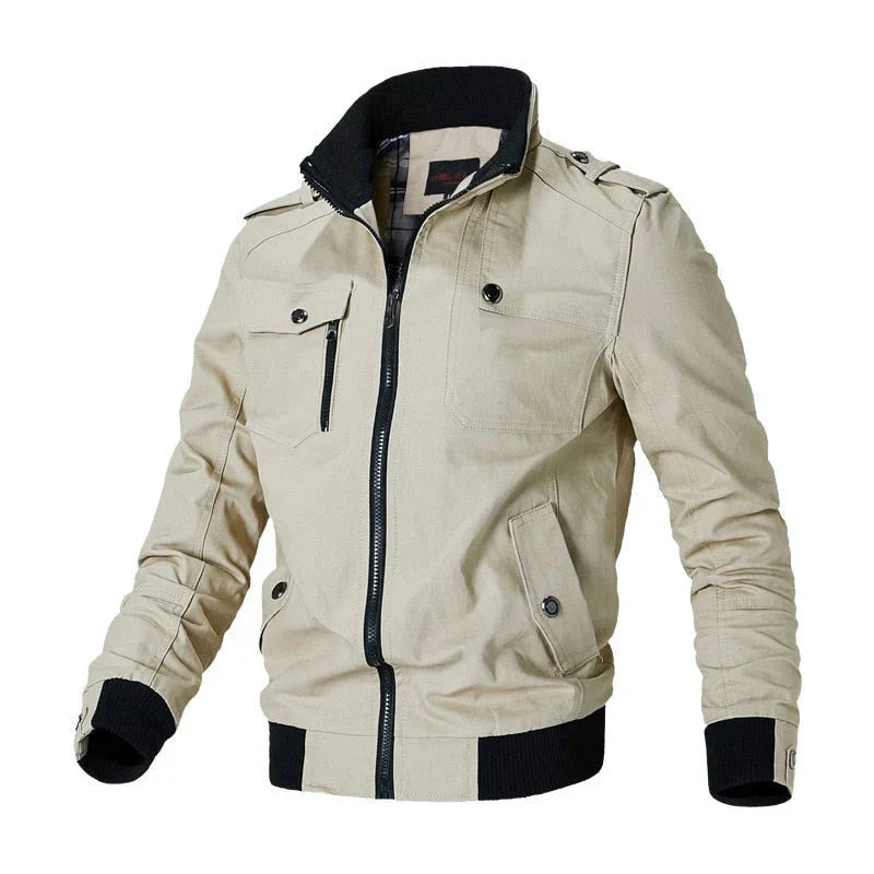 Bomber jacket homem com fecho de correr estilo casual para outono