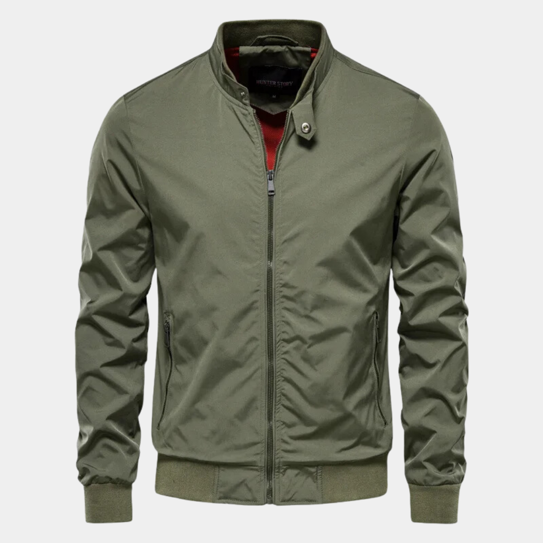 Bomber jacket homem corta-vento com fecho de correr