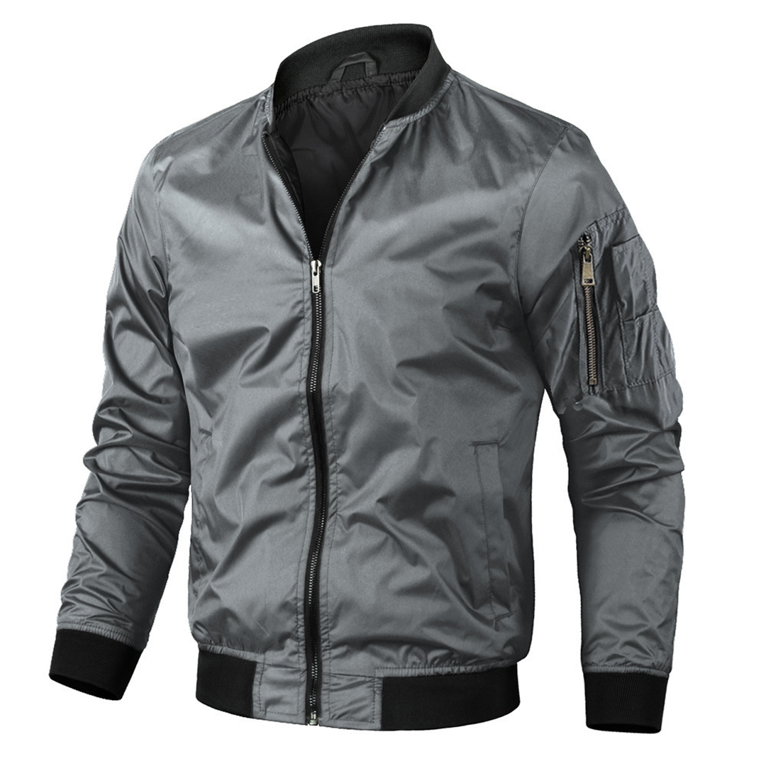 Jaqueta bomber masculina com fecho de correr design urbano casual