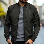 Bomber jacket masculina com fecho de correr resistente ao vento leve e urbana