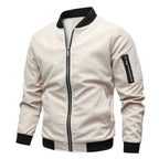 Bomber jacket masculina com fecho de correr resistente ao vento leve e urbana