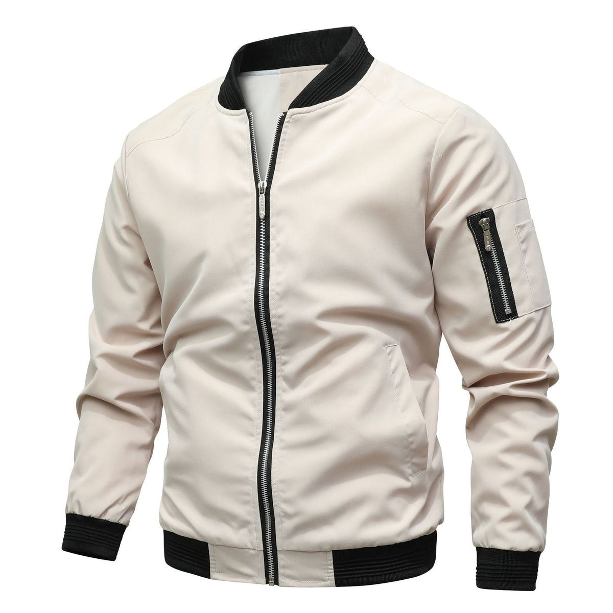 Bomber jacket masculina com fecho de correr resistente ao vento leve e urbana