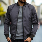Bomber jacket masculina com fecho de correr resistente ao vento leve e urbana