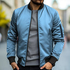 Bomber jacket masculina com fecho de correr resistente ao vento leve e urbana