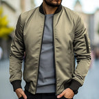 Bomber jacket masculina com fecho de correr resistente ao vento leve e urbana