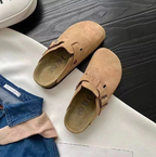 Tamancos femininos casual com fivela ajustável e palmilha ergonómica