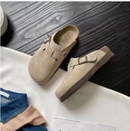 Tamancos femininos casual com fivela ajustável e palmilha ergonómica