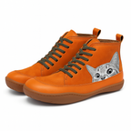 Botas femininas com estampa de gato para inverno, interior termoisolante macio