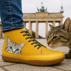 Botas femininas com estampa de gato para inverno, interior termoisolante macio