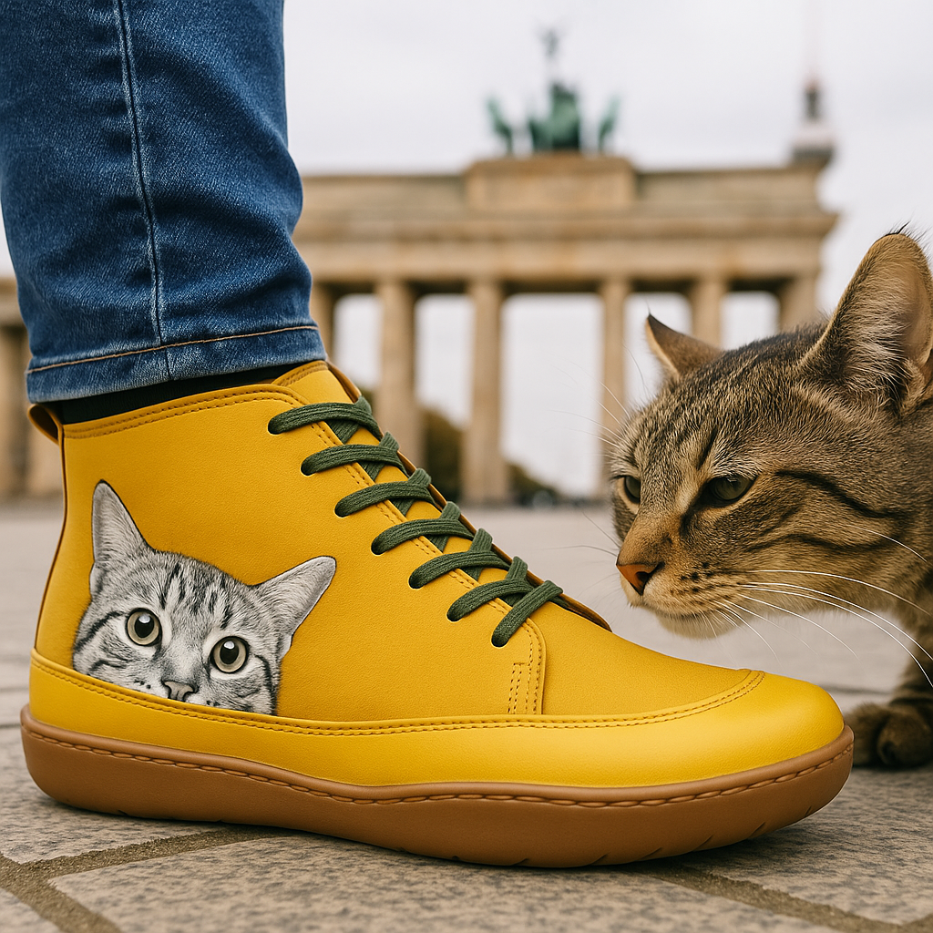 Botas femininas com estampa de gato para inverno, interior termoisolante macio