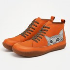Botas femininas com estampa de gato para inverno, interior termoisolante macio