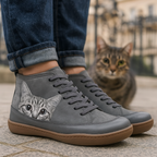 Botas femininas com estampa de gato para inverno, interior termoisolante macio