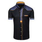 Polo denim slim fit masculino com bolso no peito
