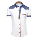 Polo denim slim fit masculino com bolso no peito