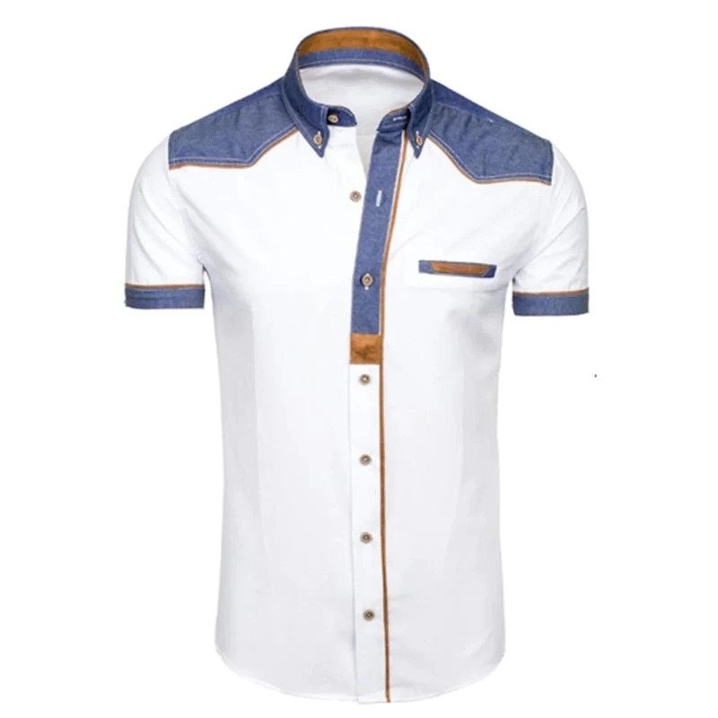 Polo denim slim fit masculino com bolso no peito