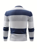 Camisola listrada masculina de malha corte relaxado em cinzento e preto