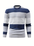 Camisola listrada masculina de malha corte relaxado em cinzento e preto