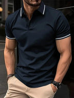 Polo homem manga curta respirável corte clássico disponível em várias cores