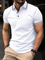 Polo homem manga curta respirável corte clássico disponível em várias cores