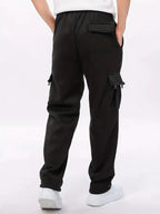 Calças cargo jogger masculinas em preto e cinzento corte desportivo casual