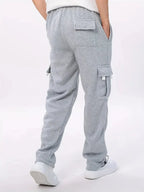 Calças cargo jogger masculinas em preto e cinzento corte desportivo casual