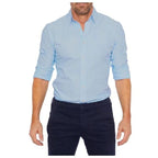 Camisa social masculina manga longa sem vinco com botões frontais