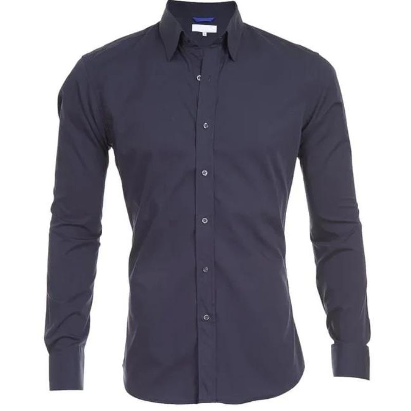 Camisa social masculina manga longa sem vinco com botões frontais