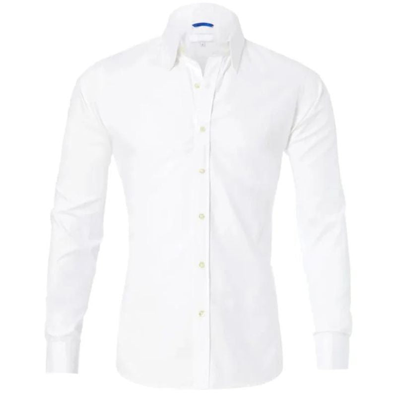 Camisa social masculina manga longa sem vinco com botões frontais