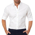 Camisa social masculina manga longa sem vinco com botões frontais